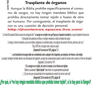 Trasplante de órganos - Testigos de Jehová - Postura Religiosa